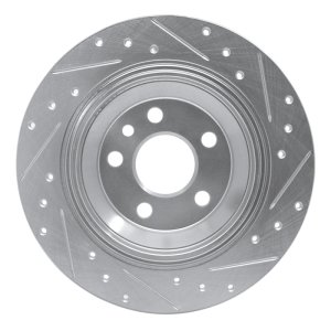 Volvo S80 Brake Rotor (1) - Rear Left - R1 Concepts - Drilled & Slotted - Silver - `07-`10